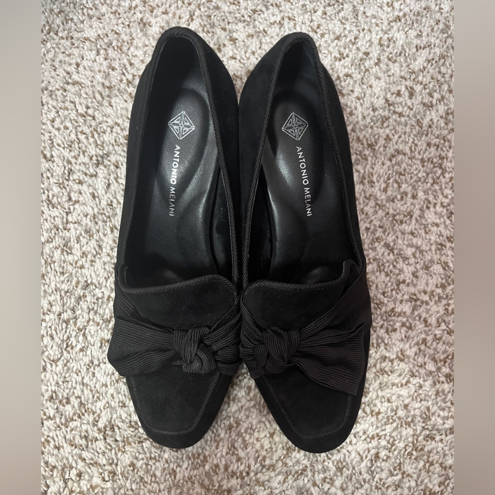 Antonio Melani Black Suede 2inch Heels with Bow